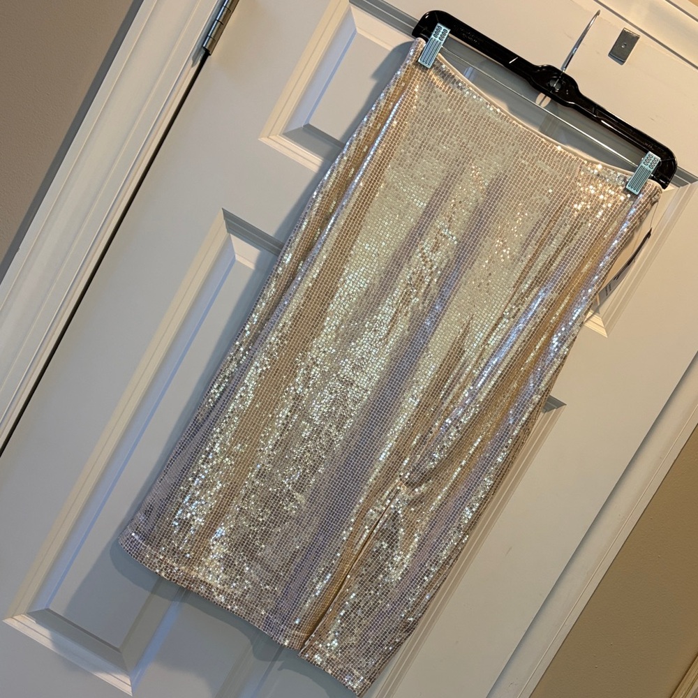 Time and Tru Gold Sequin Pencil Skirt XS